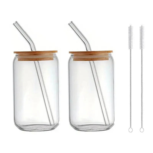 Gobelet en Verre avec Couvercle et Paille-Déco Exotique