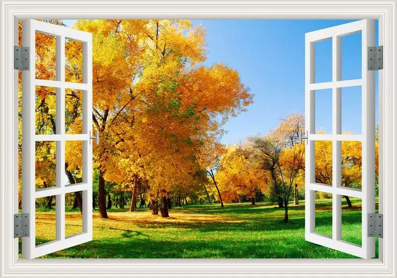 Stickers Trompe l'oeil Fenêtre sur jardin-Déco Exotique