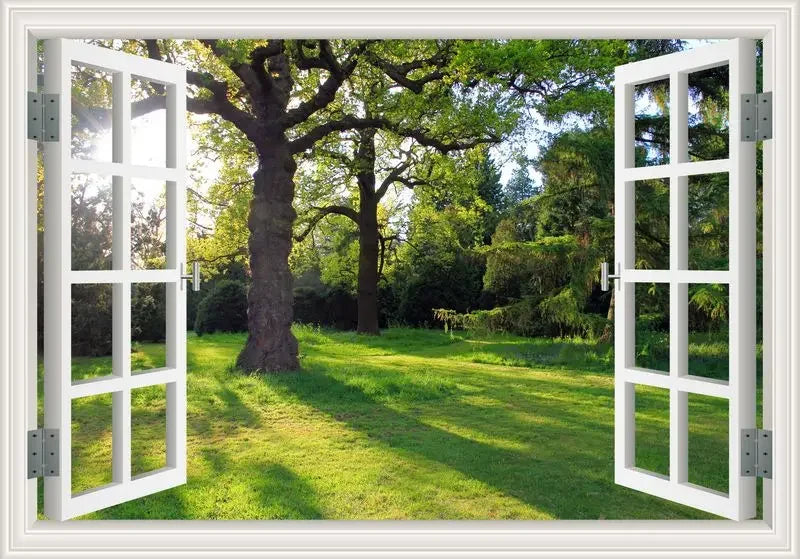 Stickers Trompe l'oeil Fenêtre sur jardin-Déco Exotique