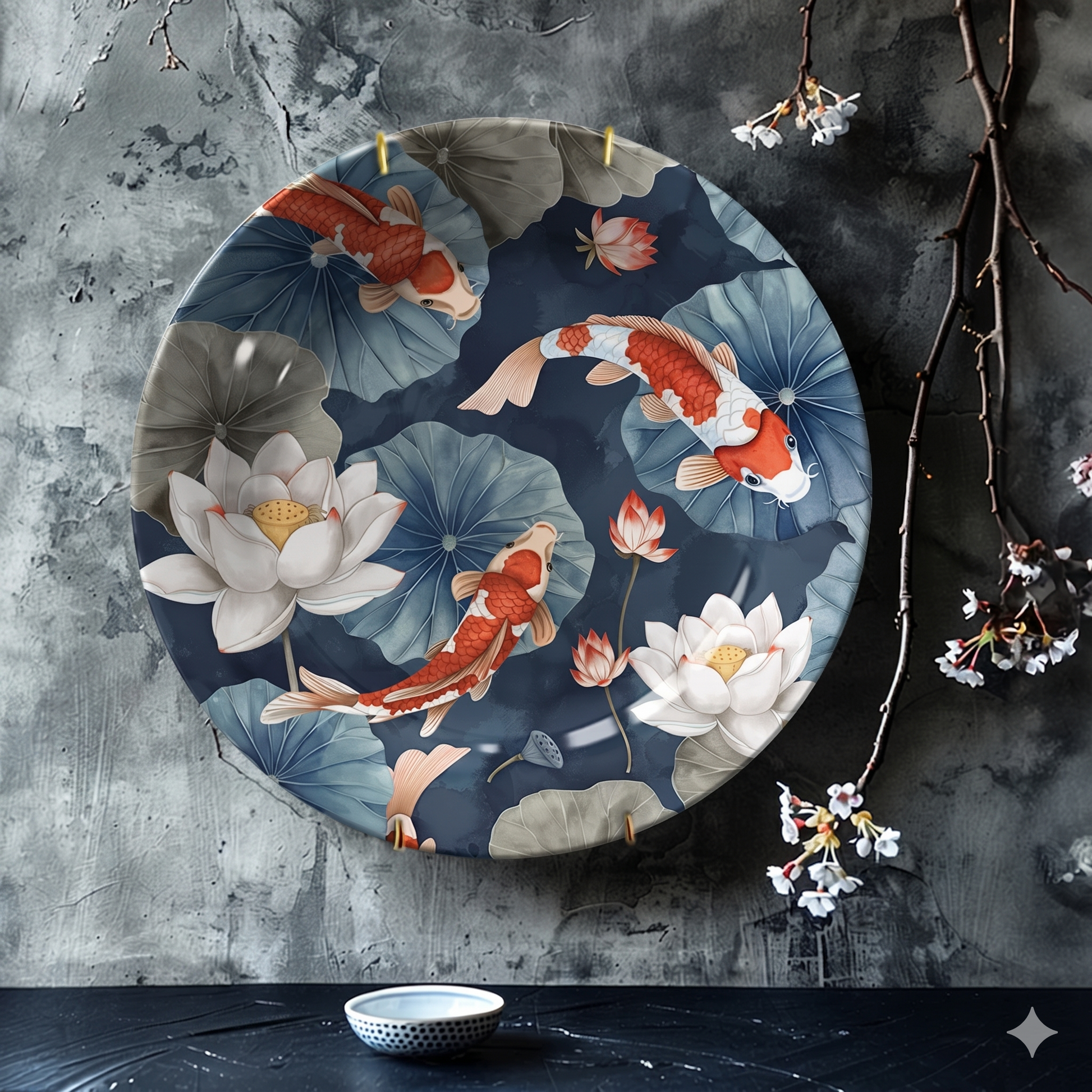 Assiette Décorative Carpe Koï-Déco Exotique