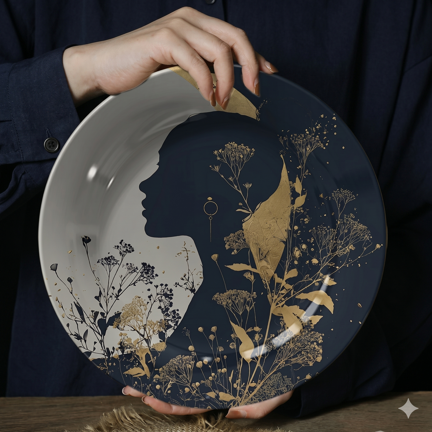 Assiette Décorative Murale Motif Silhouette Femme-Déco Exotique