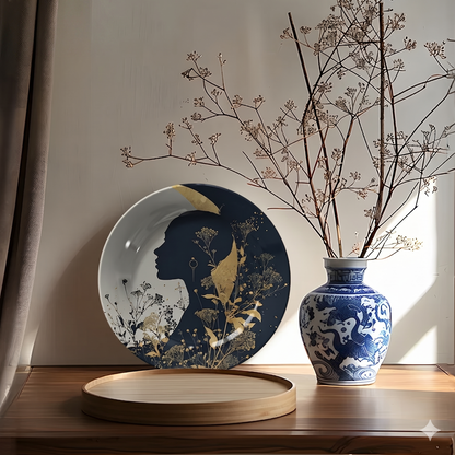 Assiette Décorative Murale Motif Silhouette Femme-Déco Exotique