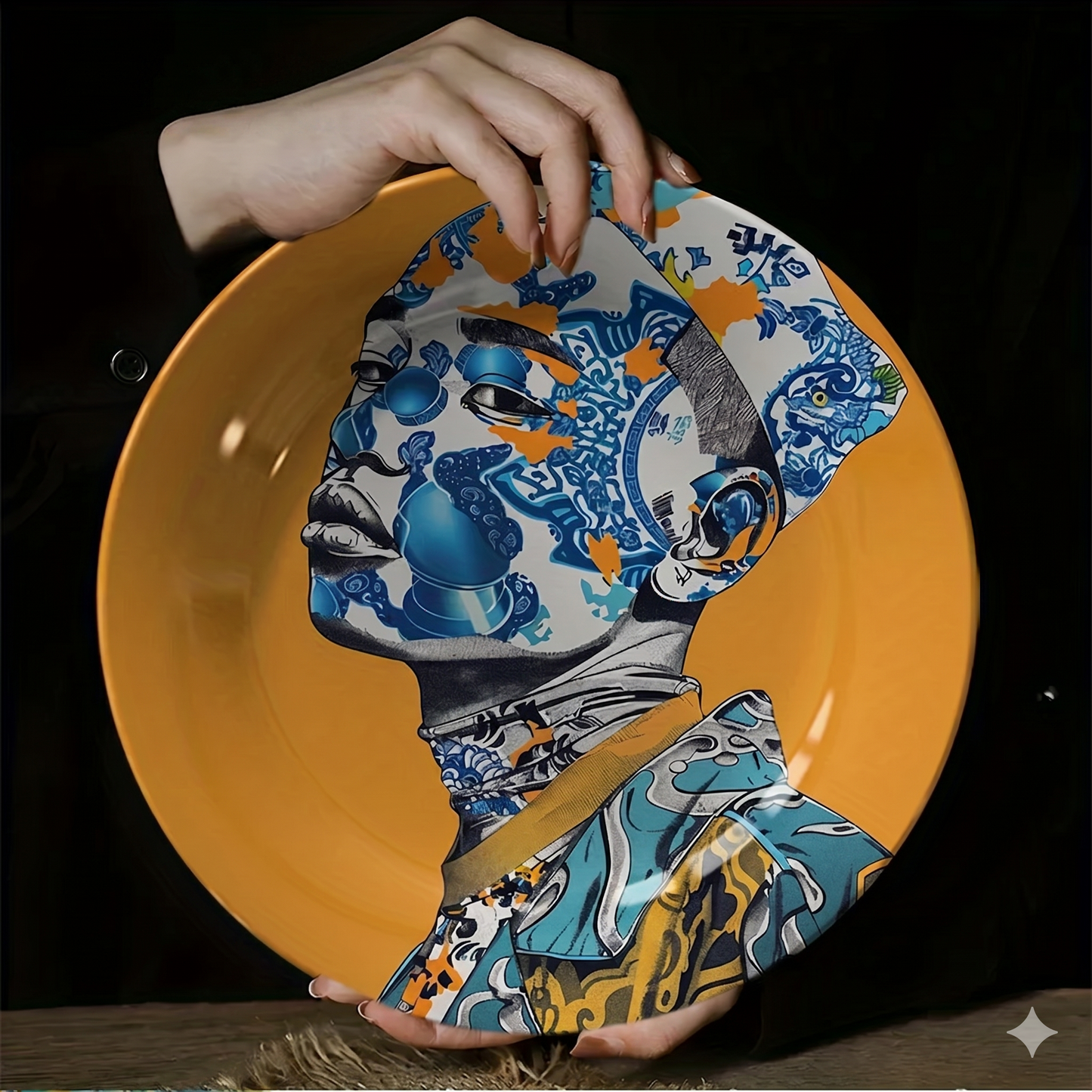 Assiette Décorative Portrait Homme-Déco Exotique