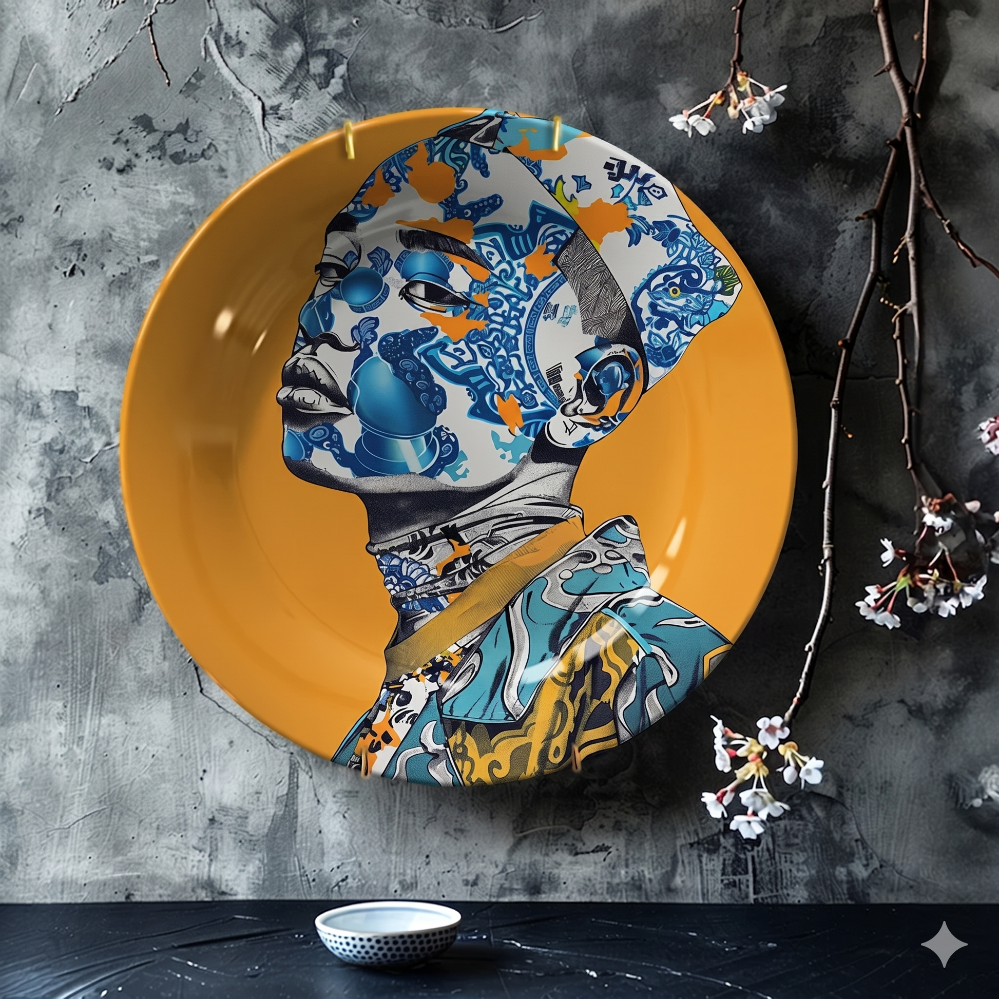 Assiette Décorative Portrait Homme-Déco Exotique