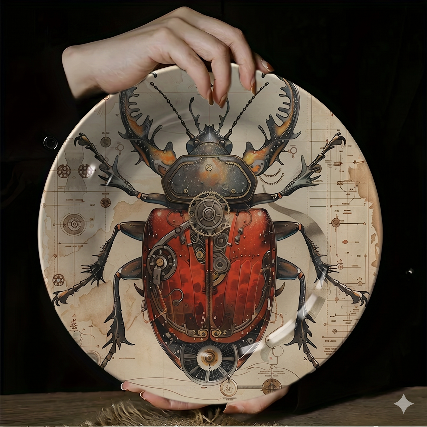 Assiette Murale Motif Insecte Mécanique-Déco Exotique