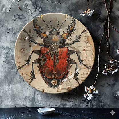 Assiette Murale Motif Insecte Mécanique-Déco Exotique