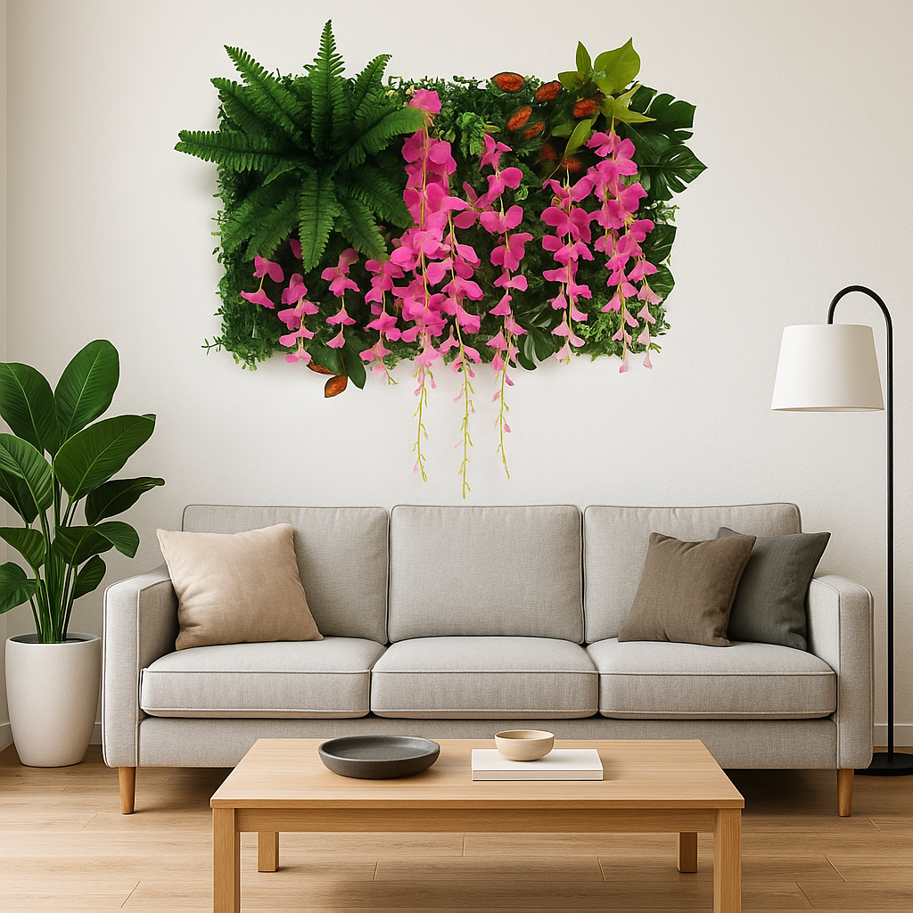 Tableau Végétal Fleurs Roses- Déco Exotique