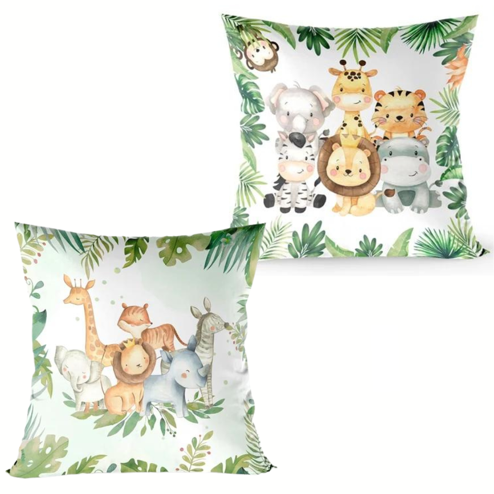 Coussin Jungle Animaux Chambre Bébé Déco-exotique.fr