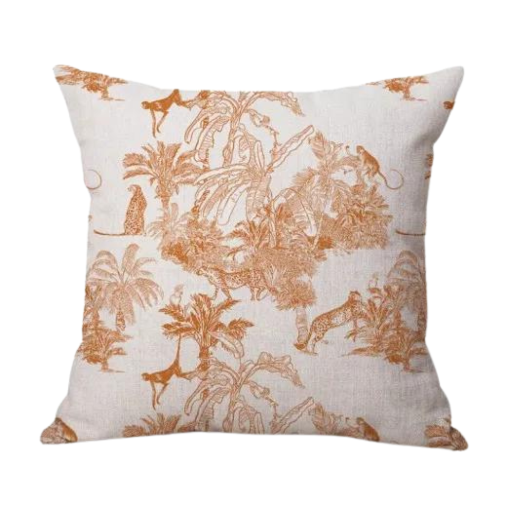 Coussin Jungle Beige Orange Déco-exotique.fr