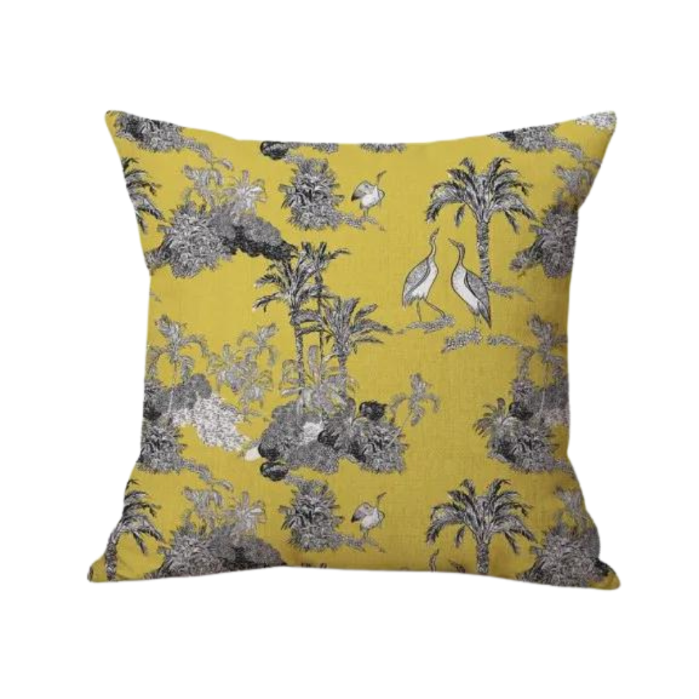 Coussin Jungle Jaune et Noir Déco-exotique.fr