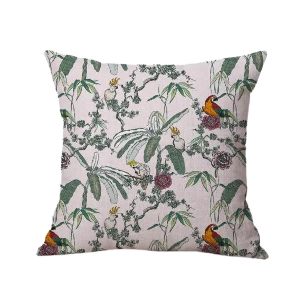 Coussin Jungle Oiseaux Exotiques Déco-exotique.fr