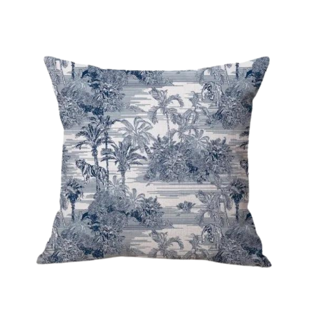 Coussin Paysage Jungle Bleu Déco-exotique.fr