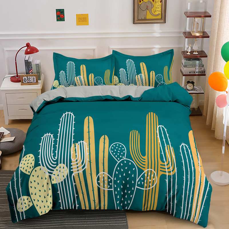 Housse de couette Tropical Cactus Doré Déco-exotique.fr