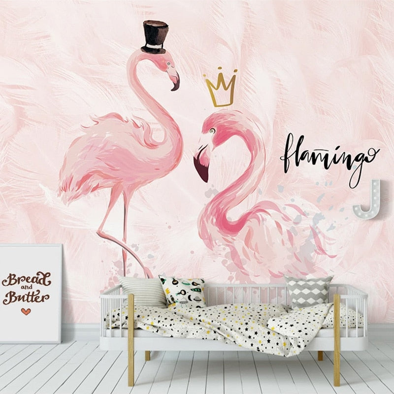 Papier peint Flamant Rose Romantique Déco-exotique.fr