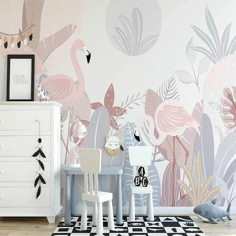 Papier peint Flamant Rose Aquarelle Déco-exotique.fr