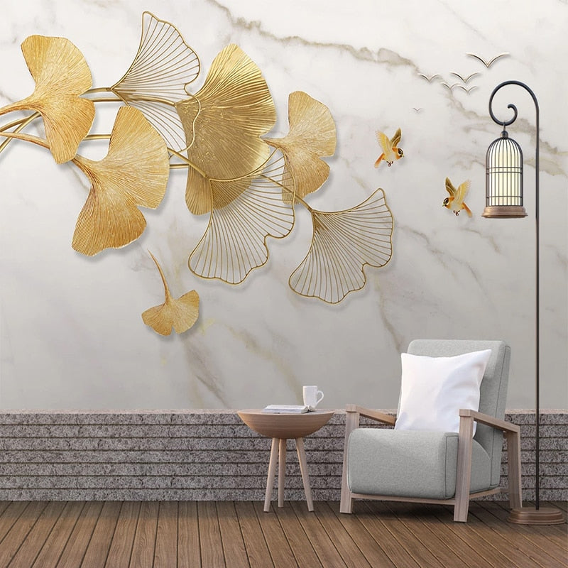 Papier peint Ginkgo Doré Déco-exotique.fr