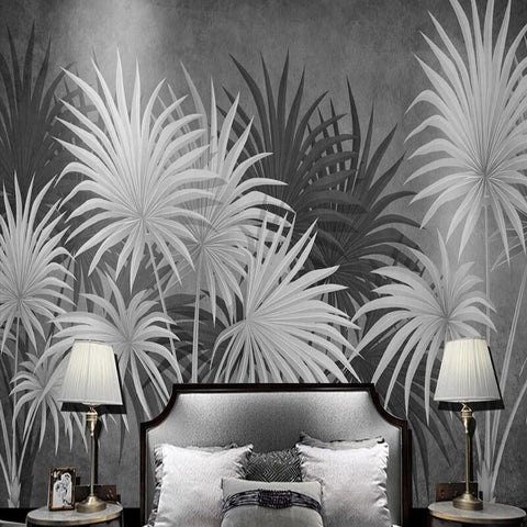 Papier peint Jungle Palmier noir et blanc Déco-exotique.fr