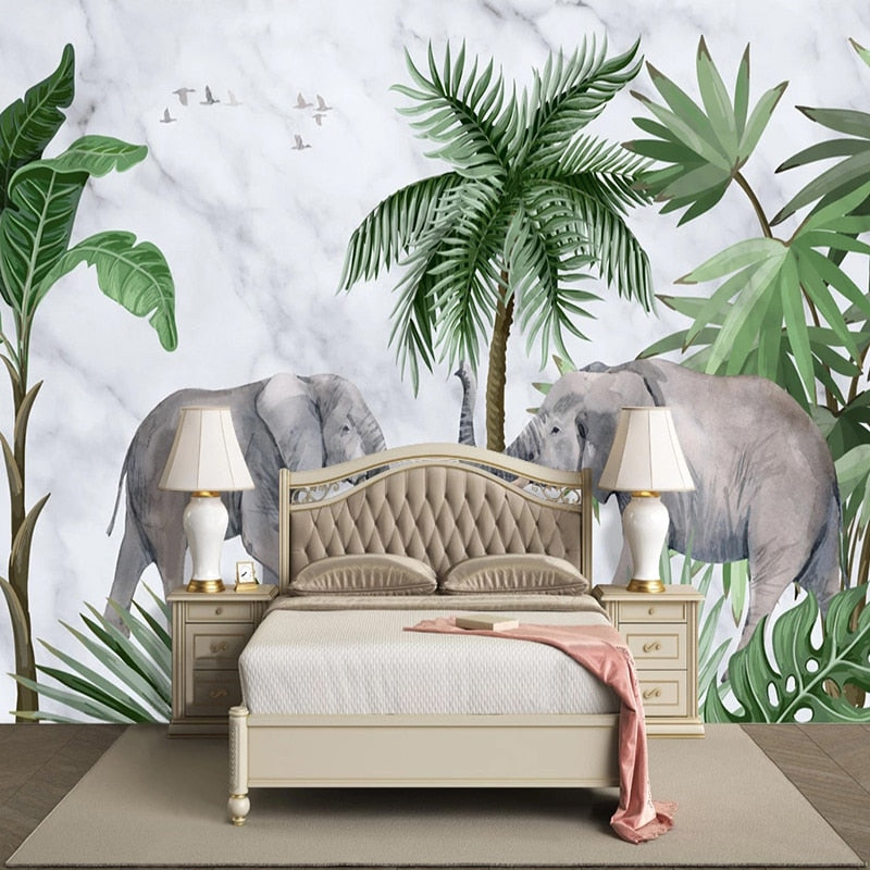 Papier peint Tropical Éléphant Déco-exotique.fr