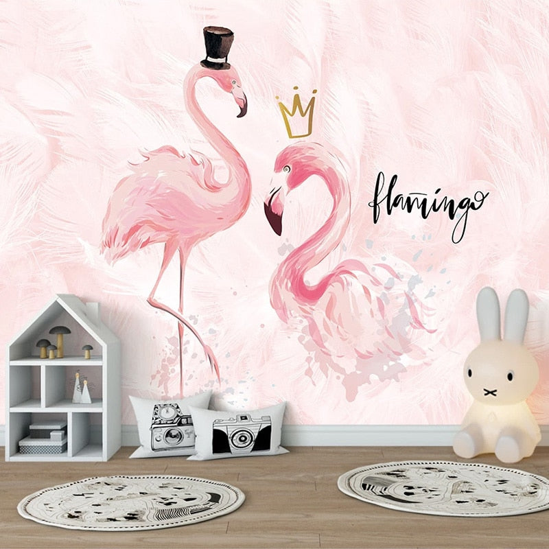 Papier peint Flamant Rose Romantique Déco-exotique.fr