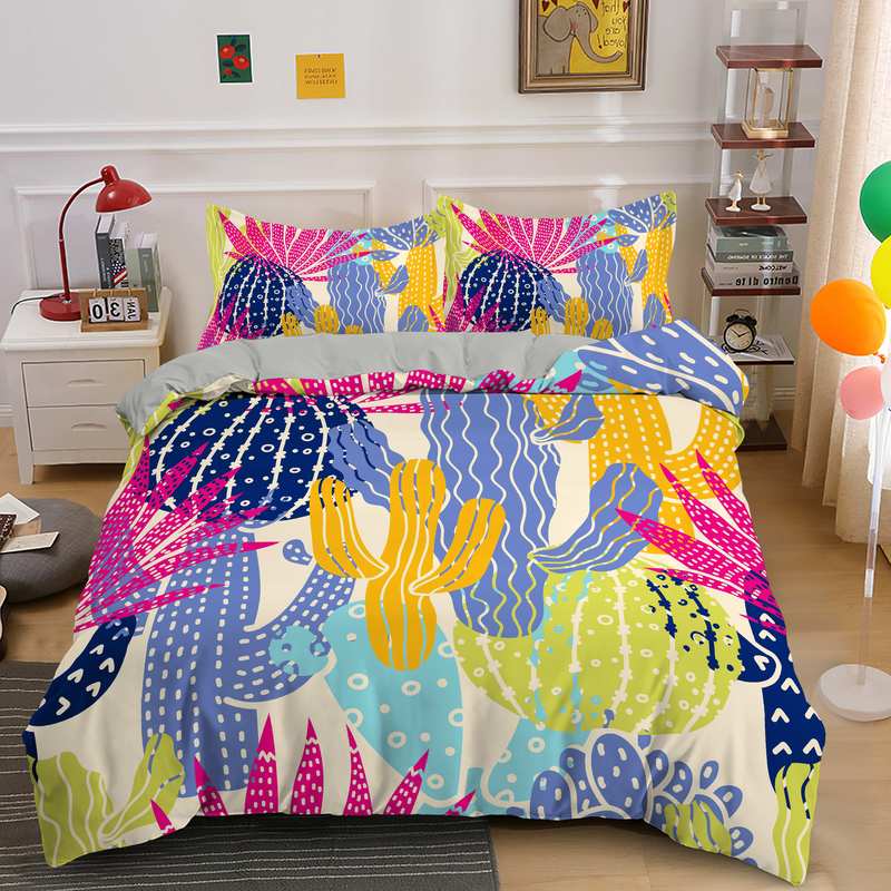 Housse de couette Tropical Cactus Multicolore Déco-exotique.fr