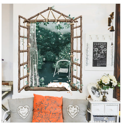 Stickers Trompe l'oeil Fenêtre sur jardin Déco-exotique.fr