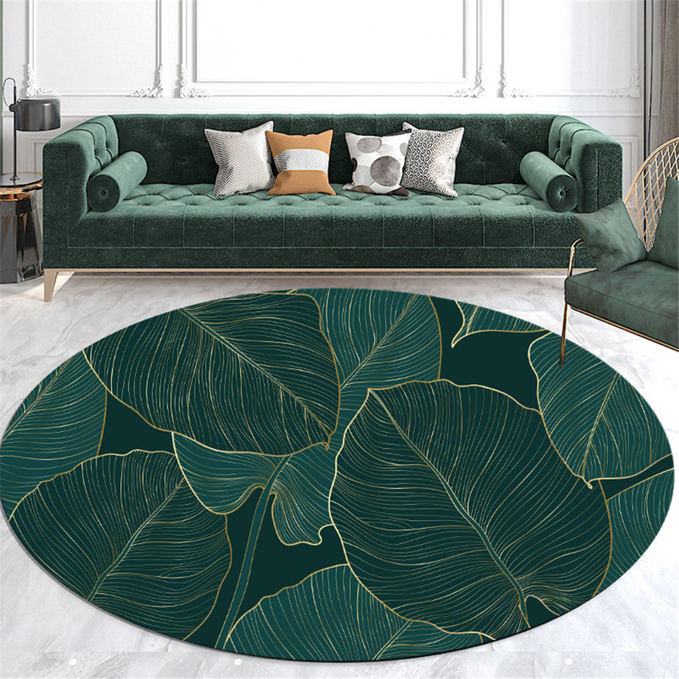 Tapis Jungle Feuille Rond Déco-exotique.fr