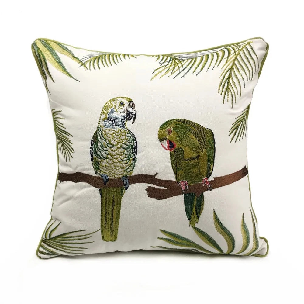 Coussin Jungle Couple Perroquet Déco-exotique.fr