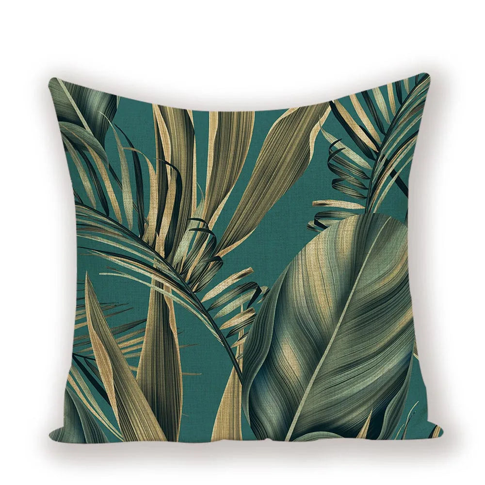 Coussin Jungle Vert Bleu Déco-exotique.fr