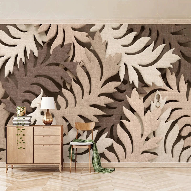 Papier peint Feuillage Marron 3D- Déco Exotique