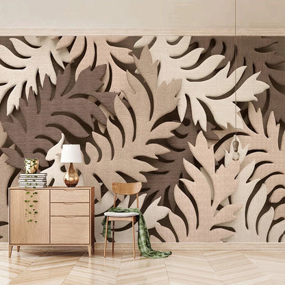 Papier peint Feuillage Marron 3D- Déco Exotique