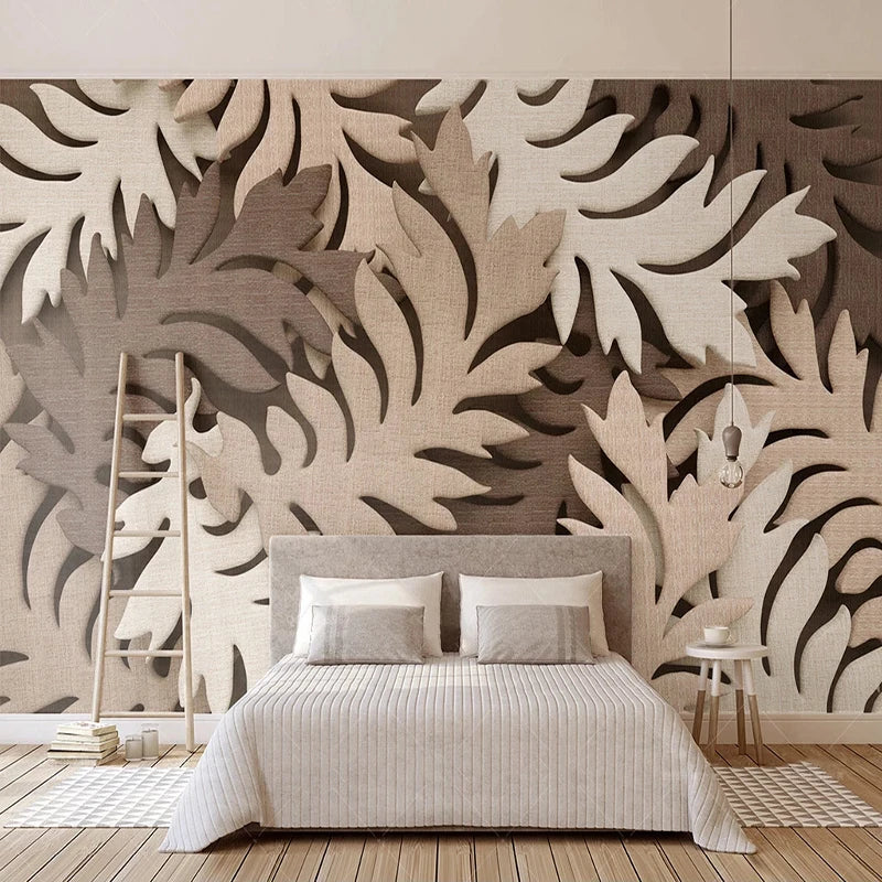 Papier peint Feuillage Marron 3D- Déco Exotique