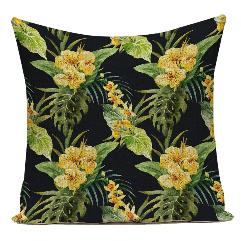 Coussin Jungle Noir et Jaune Déco-exotique.fr