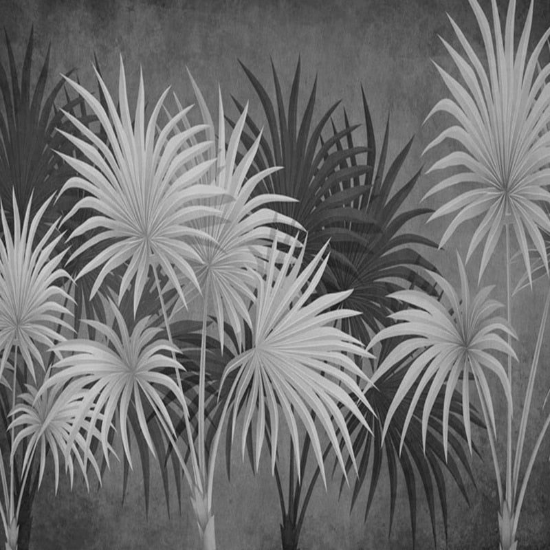 Papier peint Jungle Palmier noir et blanc Déco-exotique.fr