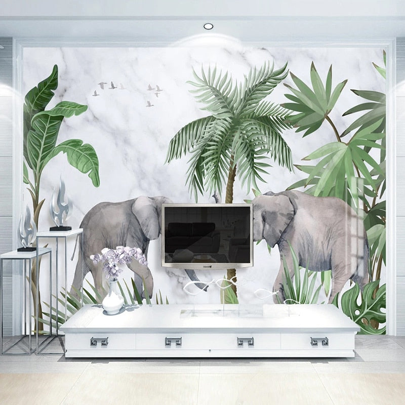 Papier peint Tropical Éléphant Déco-exotique.fr