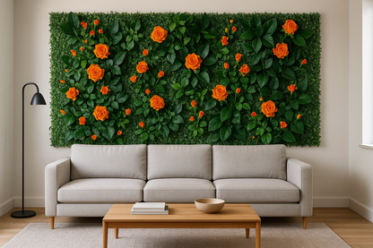 Mur Végétal Artificiel Fleurs Orange- Déco Exotique