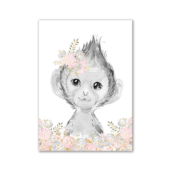 Poster Safari Bébé Rose Personnalisable Déco-exotique.fr