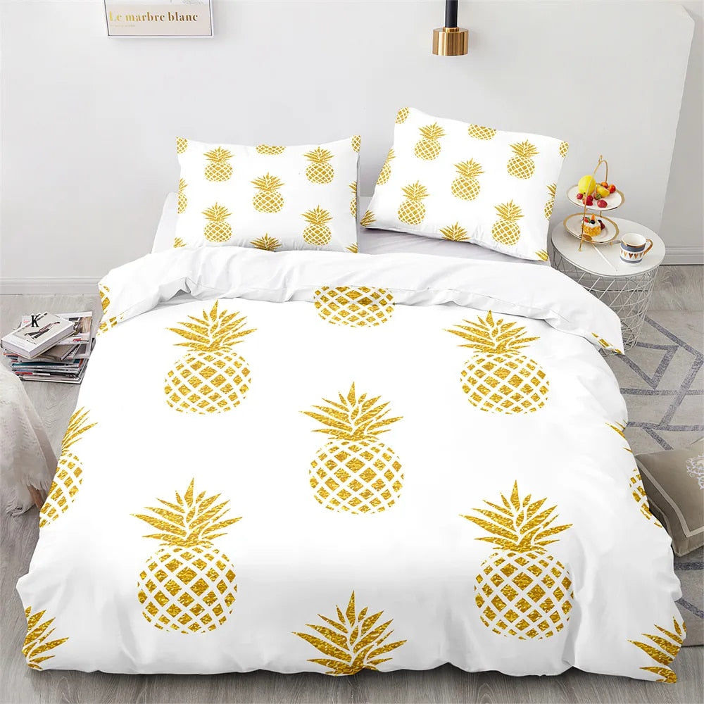 Housse de couette Ananas Doré Déco-exotique.fr