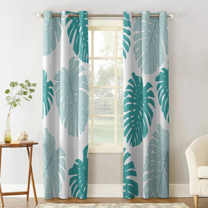Rideau Tropical Monstera Bleu Déco-exotique.fr
