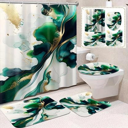 Rideau de douche Jungle Effet Marbre-Déco Exotique