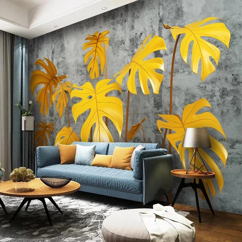 Papier peint Tropical Monstera doré Déco-exotique.fr