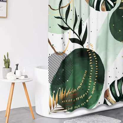 Ensemble 4 pièces Rideau de Douche Tropical Minimaliste