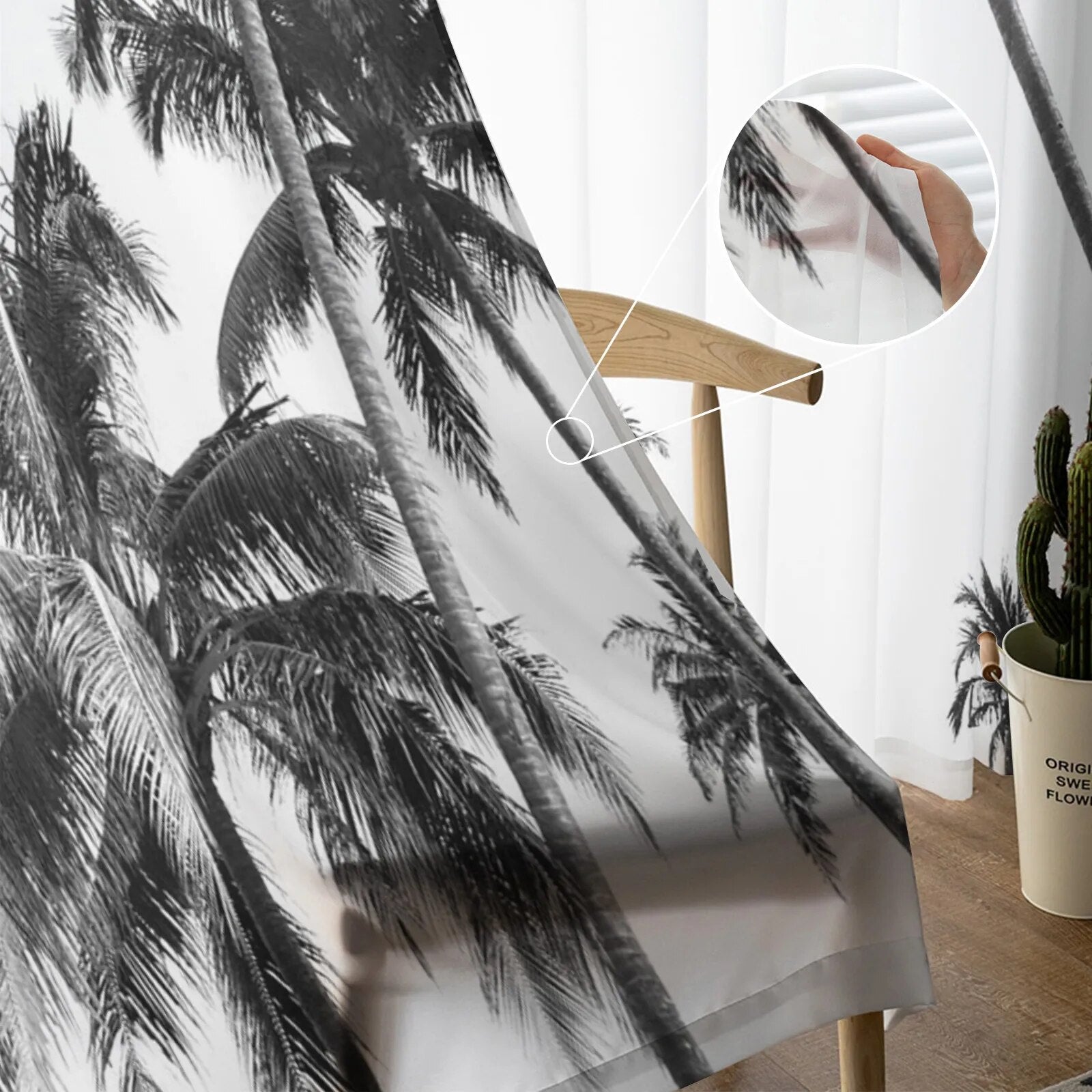 Rideau Tropical Noir et Blanc Déco-exotique.fr