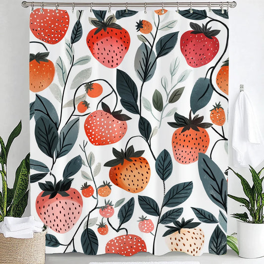 Rideau de douche Tropical Fraise-Déco Exotique