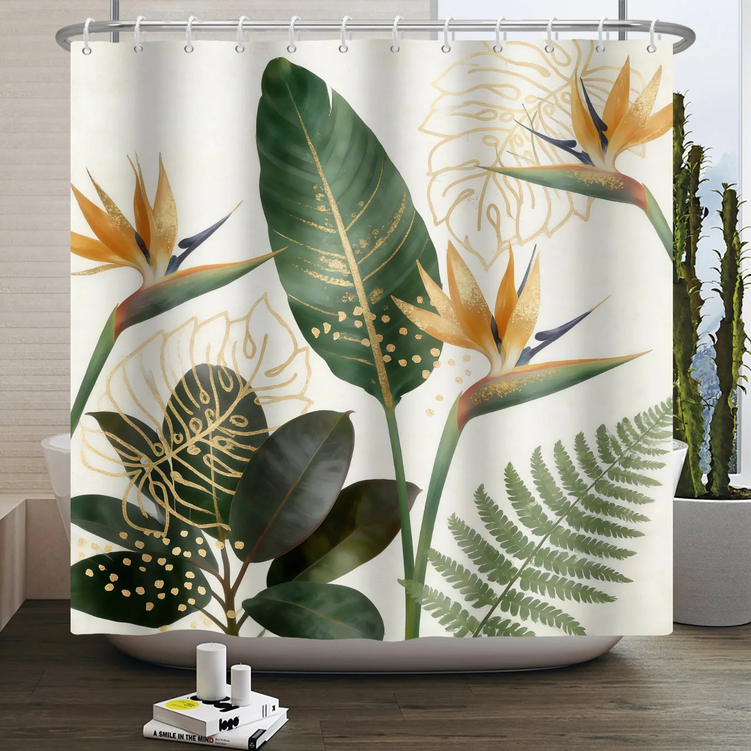 Rideau de douche Jungle Oiseau du Paradis-Déco Exotique