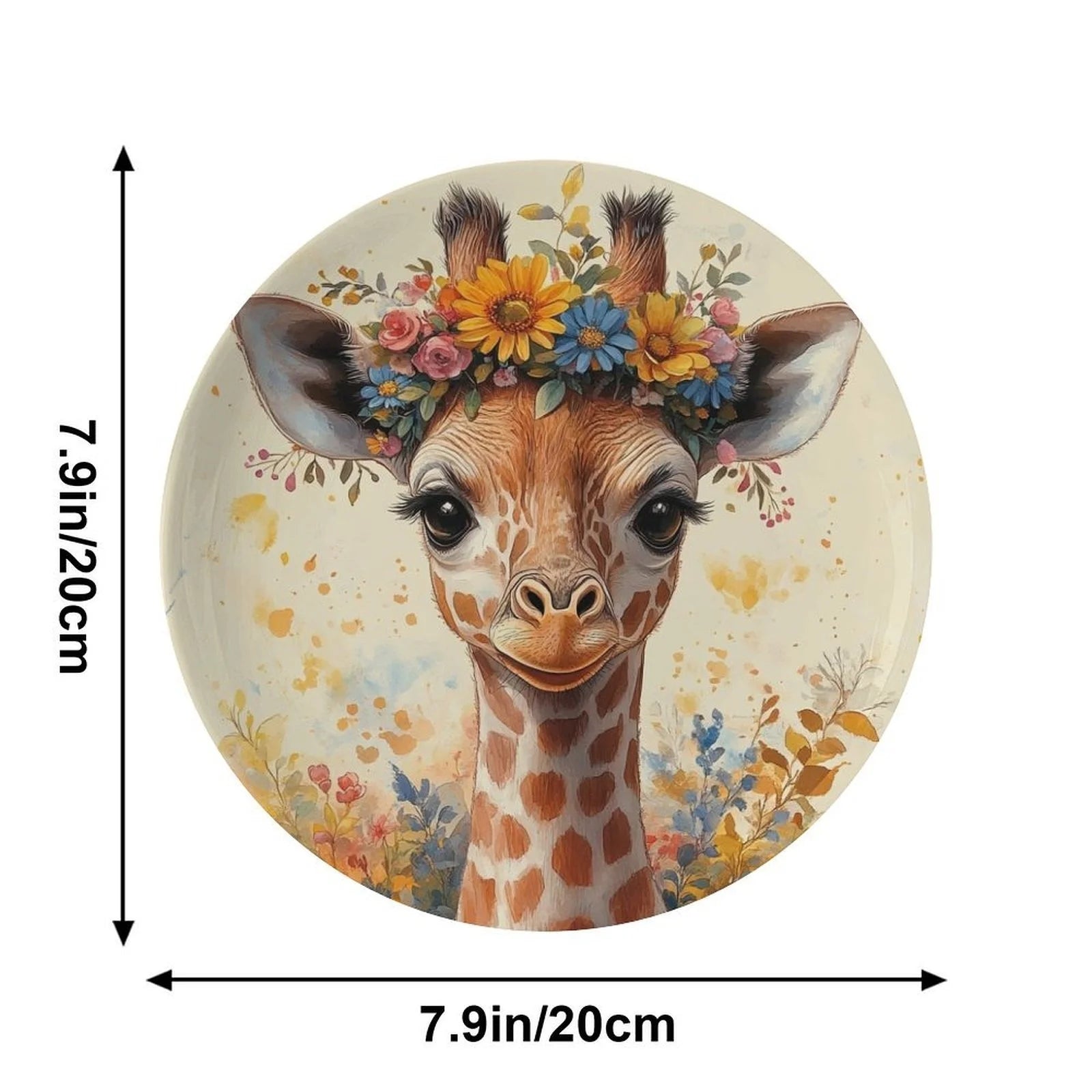 Assiette Décorative Motif Girafe Couronne de Fleurs-Déco Exotique