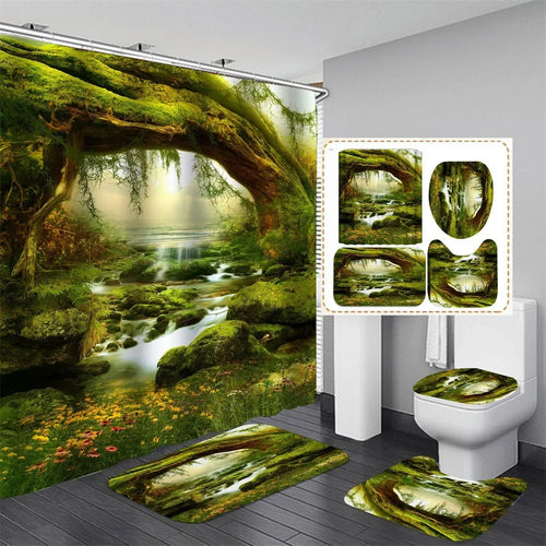 Rideau de douche Jungle Imaginaire et Tapis-Déco Exotique