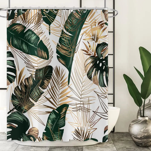 Rideau de douche Jungle Lavable en Machine-Déco Exotique