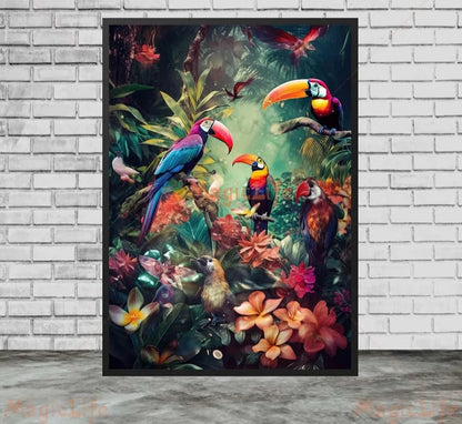 Poster Jungle Oiseaux Déco-exotique.fr