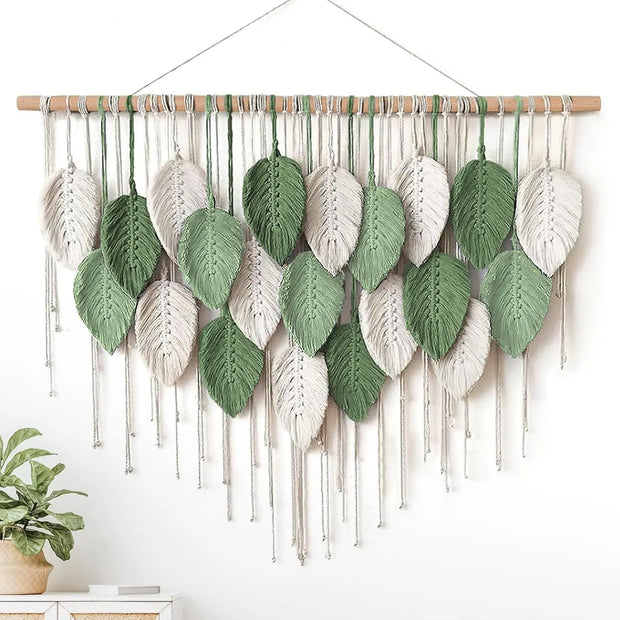 Tenture murale Macramé Plume Déco-exotique.fr
