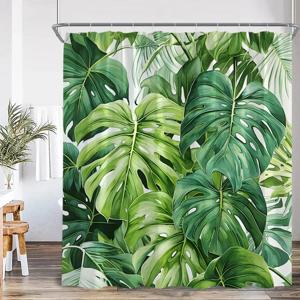 Rideau de douche Jungle Monstera-Déco Exotique